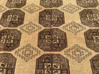 Large Afghan Tribal Rug 6x8 Ft, Handmade Wool Baluchi Carpet, Beige & Burgundy Bokhara Vintage Gul Rug