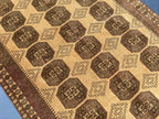 Large Afghan Tribal Rug 6x8 Ft, Handmade Wool Baluchi Carpet, Beige & Burgundy Bokhara Vintage Gul Rug