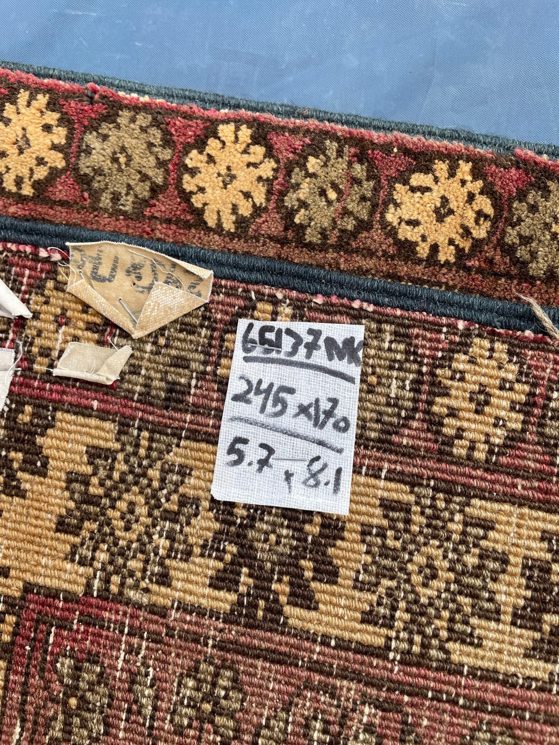 Large Afghan Tribal Rug 6x8 Ft, Handmade Wool Baluchi Carpet, Beige & Burgundy Bokhara Vintage Gul Rug