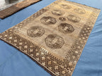 Vintage Afghan Hand-Knotted Wool Rug (8.5 x 4.10 ft) – Turkmen Pattern