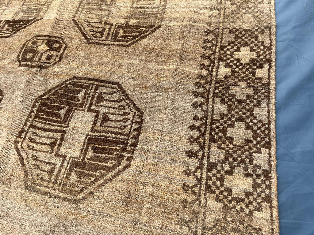 Vintage Afghan Hand-Knotted Wool Rug (8.5 x 4.10 ft) – Turkmen Pattern