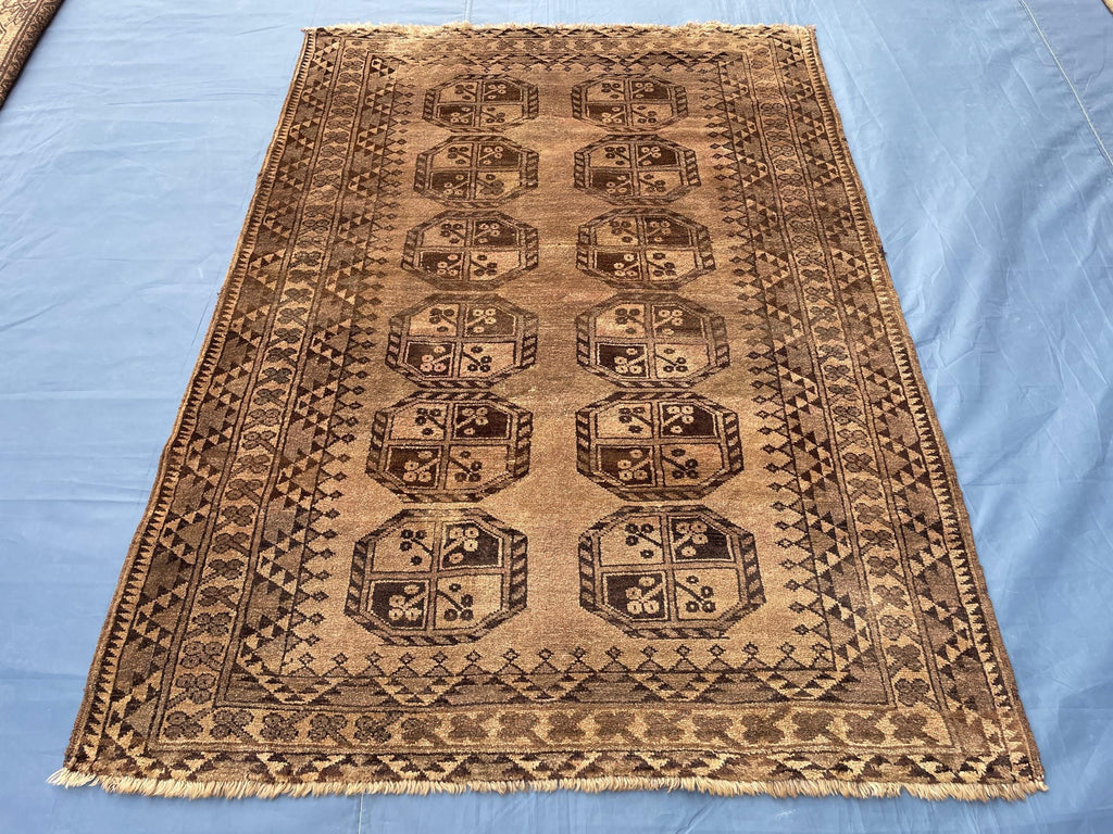 Antique Handwoven Filpie Geometric Tribal Rug - Bedroom Decor - 5.11 x 4.4 ft
