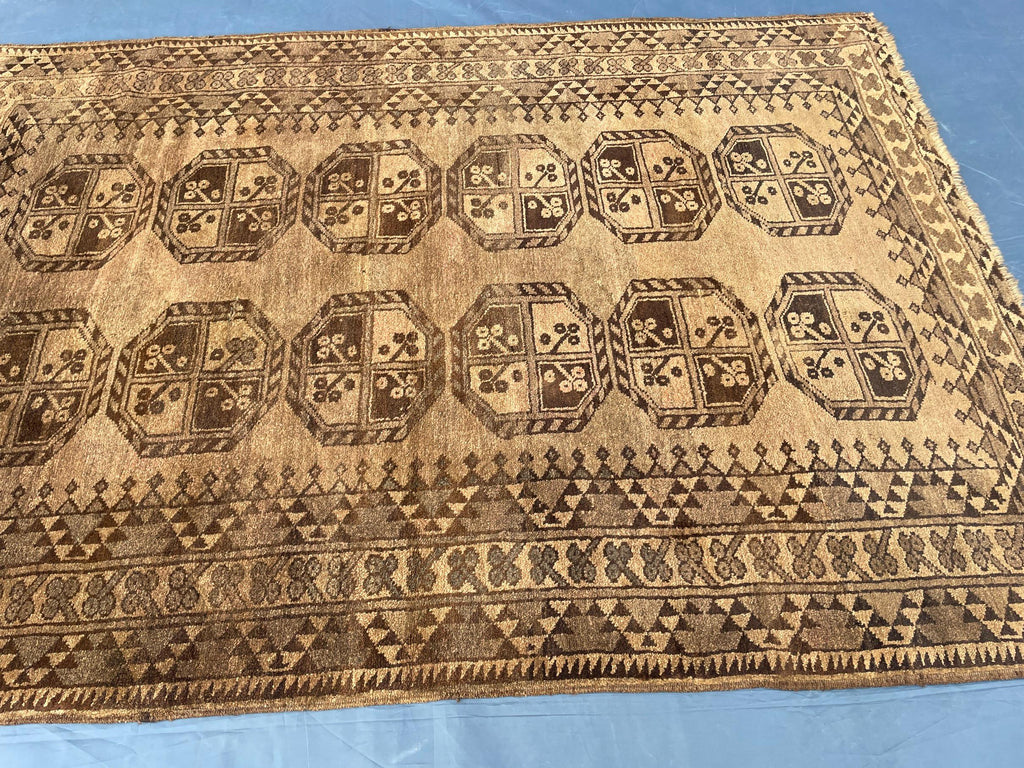 Antique Handwoven Filpie Geometric Tribal Rug - Bedroom Decor - 5.11 x 4.4 ft