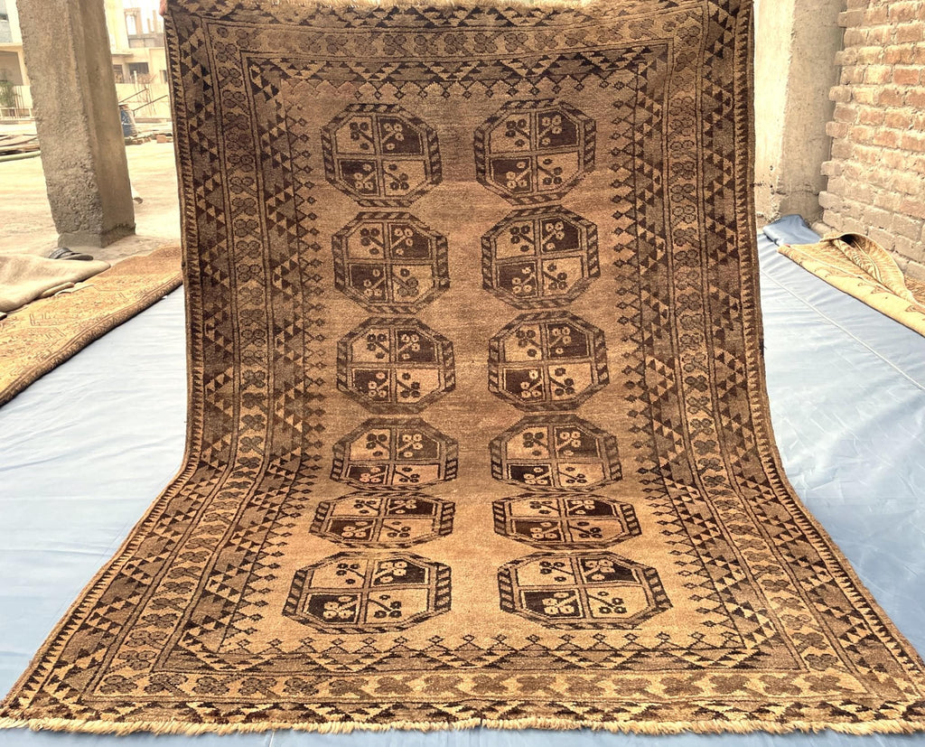 Antique Handwoven Filpie Geometric Tribal Rug - Bedroom Decor - 5.11 x 4.4 ft