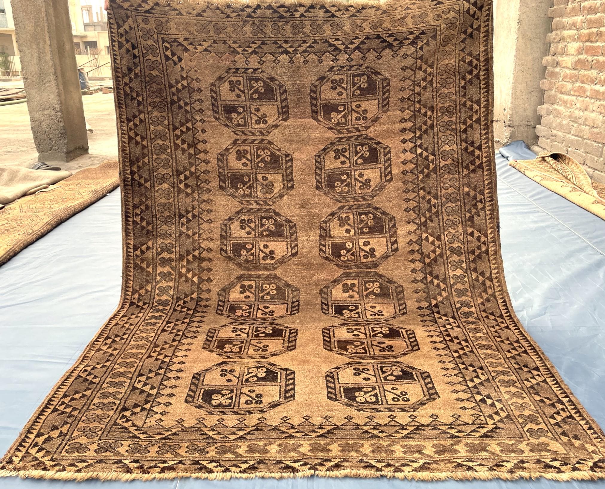 Antique Handwoven Filpie Geometric Tribal Rug - Bedroom Decor - 5.11 x 4.4 ft