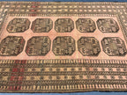 Blush Pink Afghan Baluchi Rug, 6.11x4.7 Ft, Handmade Wool Tribal Carpet - Oriental Geometric Living Room Decor