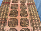 Blush Pink Afghan Baluchi Rug, 6.11x4.7 Ft, Handmade Wool Tribal Carpet - Oriental Geometric Living Room Decor