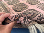 Blush Pink Afghan Baluchi Rug, 6.11x4.7 Ft, Handmade Wool Tribal Carpet - Oriental Geometric Living Room Decor
