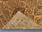 Brown Handwoven Antique Afghan Geometric Turkmen Wool Rug - 5.10x 4.4 ft - Rustic Home decor