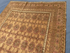 5x9 ft Antique Brown Afghan Handmade Tribal Wool Geometric Carpet - Living Room Decor