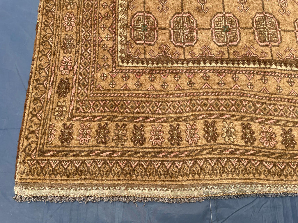 5x9 ft Antique Brown Afghan Handmade Tribal Wool Geometric Carpet - Living Room Decor