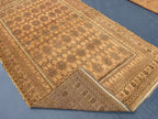 5x9 ft Antique Brown Afghan Handmade Tribal Wool Geometric Carpet - Living Room Decor