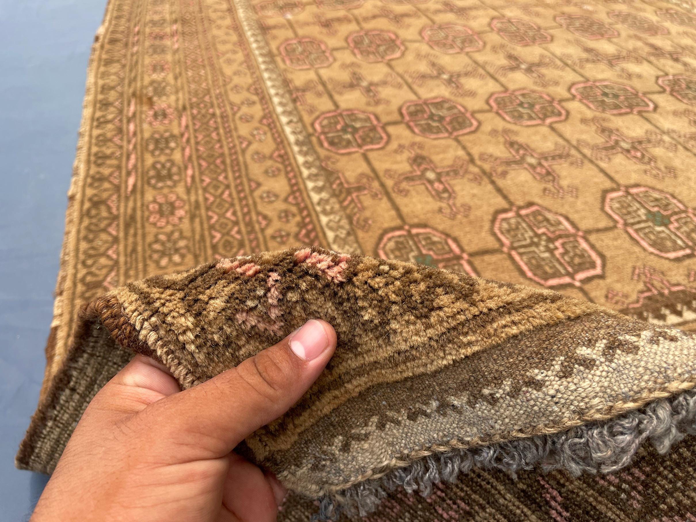 5x9 ft Antique Brown Afghan Handmade Tribal Wool Geometric Carpet - Living Room Decor