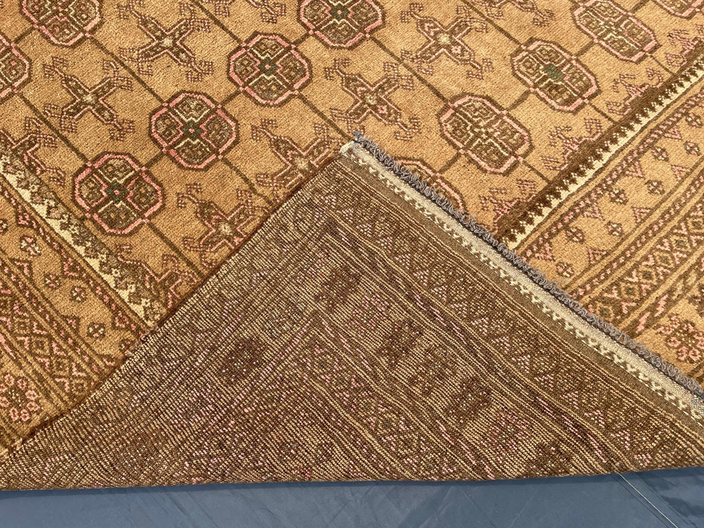 5x9 ft Antique Brown Afghan Handmade Tribal Wool Geometric Carpet - Living Room Decor