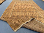 5x9 ft Antique Brown Afghan Handmade Tribal Wool Geometric Carpet - Living Room Decor