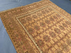 5x9 ft Antique Brown Afghan Handmade Tribal Wool Geometric Carpet - Living Room Decor