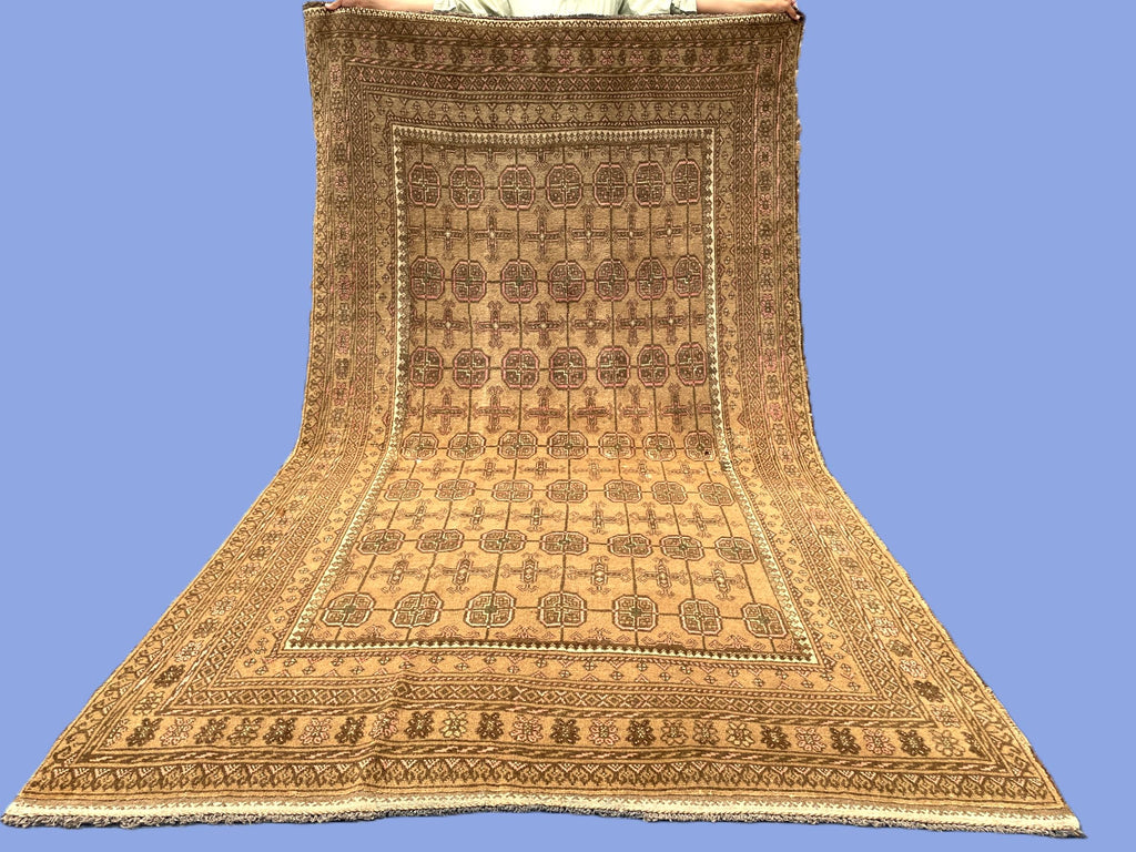 5x9 ft Antique Brown Afghan Handmade Tribal Wool Geometric Carpet - Living Room Decor