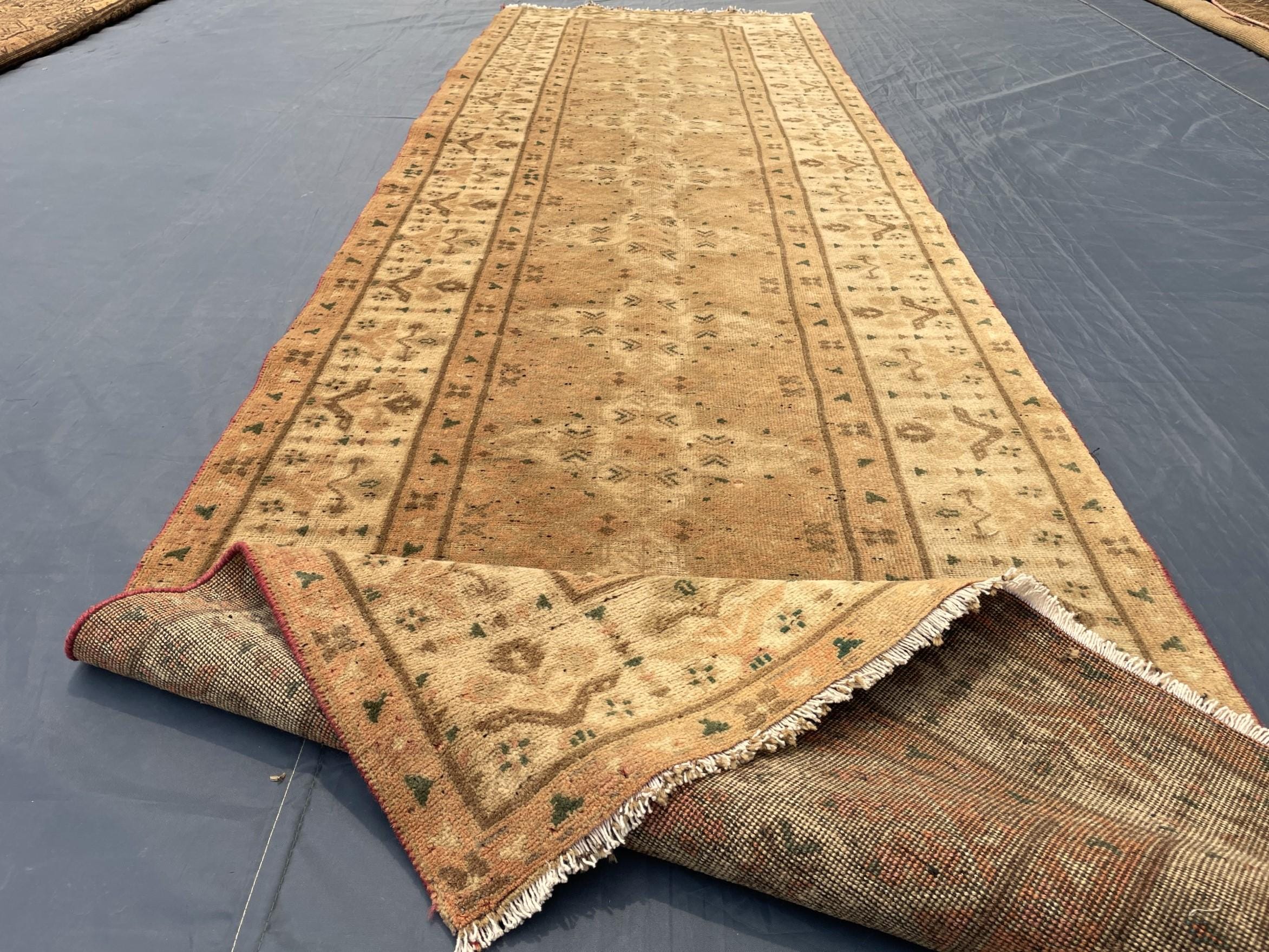 3x10 ft Rustic Brown Antique Handwoven Tribal Wool Hallway Runner Rug - Entryway Home Decor