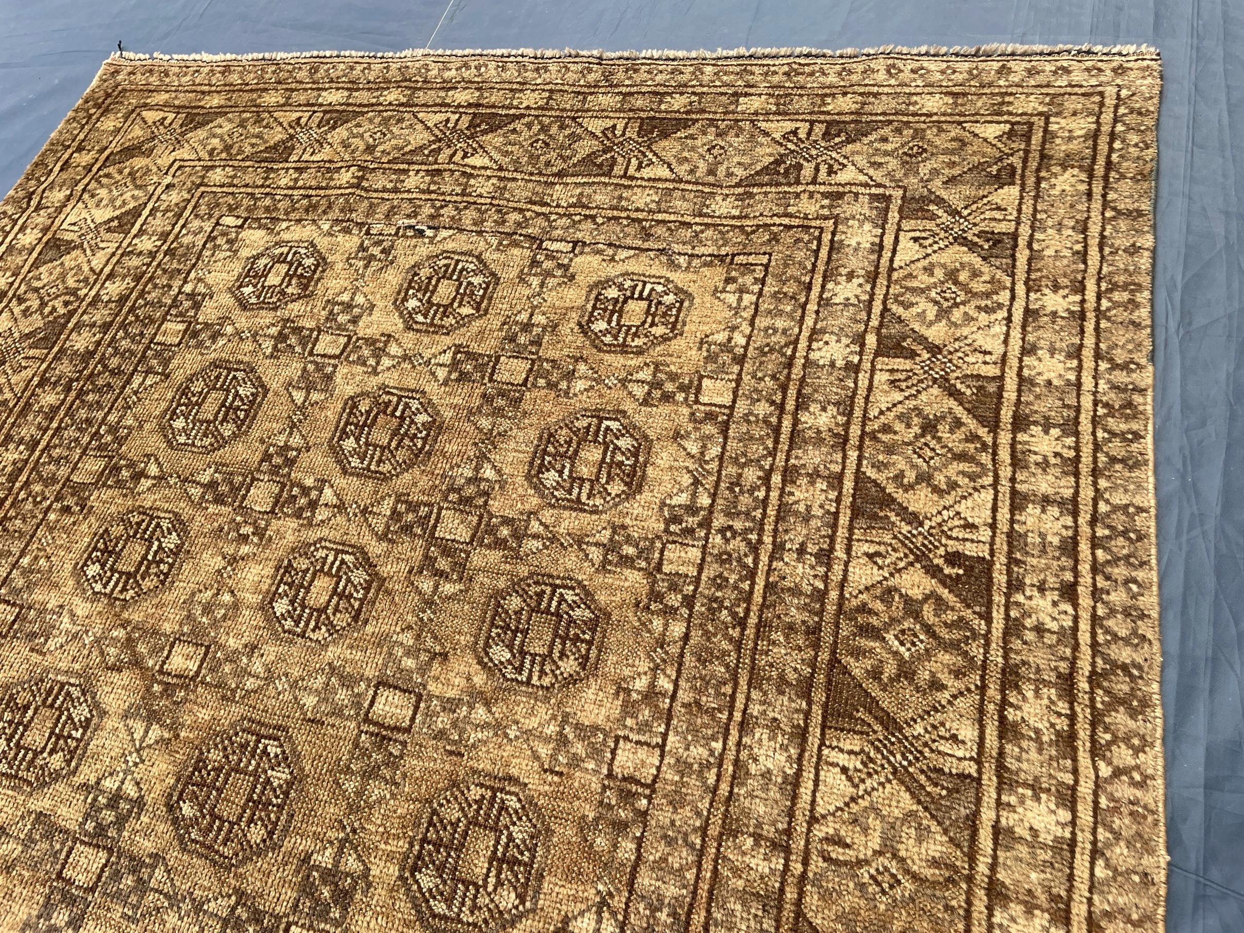 Antique Hand-knotted Wool Oriental Rug – 6.6x4.2 ft, Rustic Afghan Home Decor