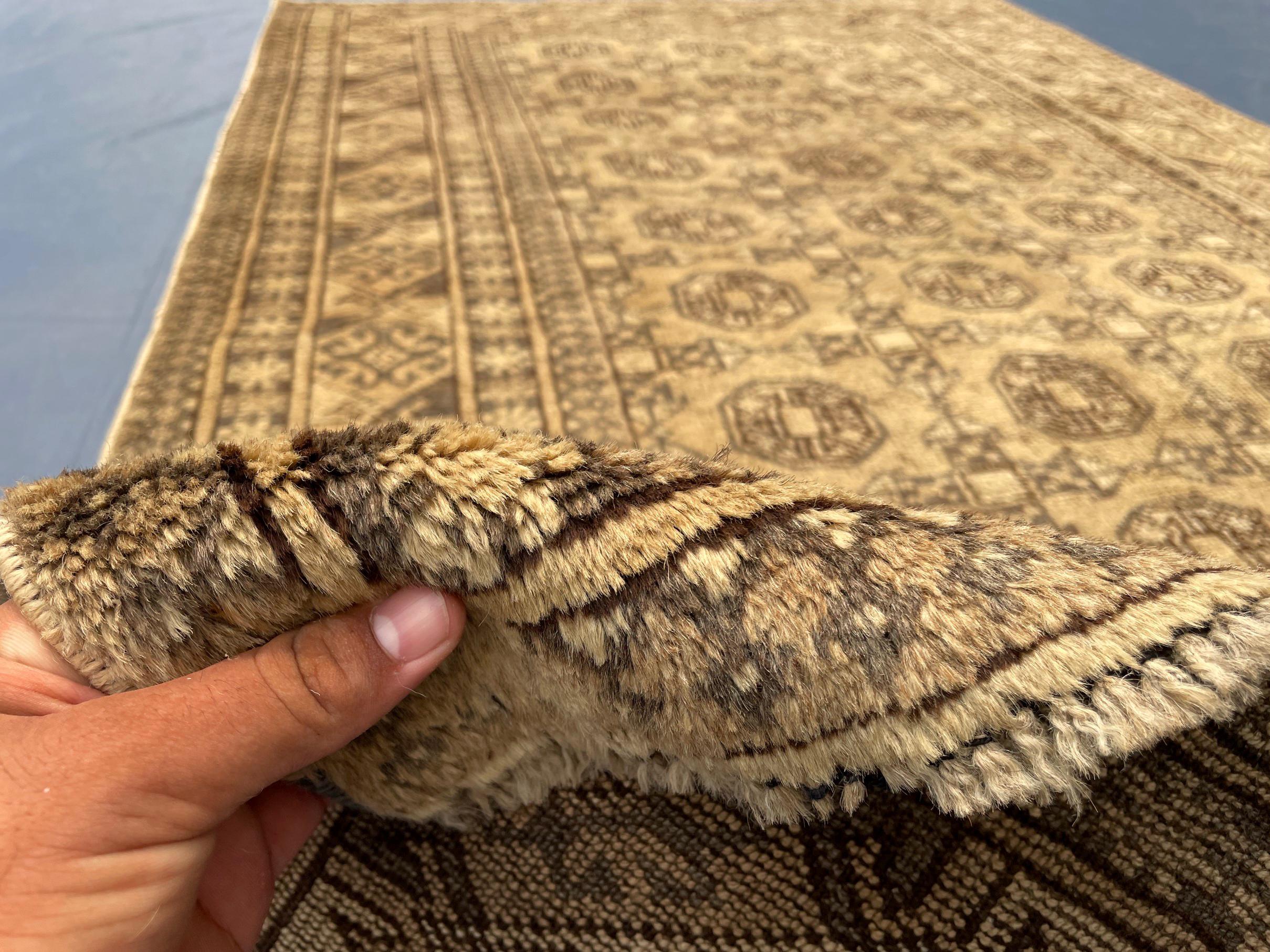 Antique Hand-knotted Wool Oriental Rug – 6.6x4.2 ft, Rustic Afghan Home Decor