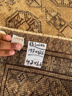 Antique Hand-knotted Wool Oriental Rug – 6.6x4.2 ft, Rustic Afghan Home Decor