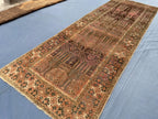3x9 ft Antique Ali Hoja Handmade Afghan Wool Hallway Rug - Collectible Vintage Piece