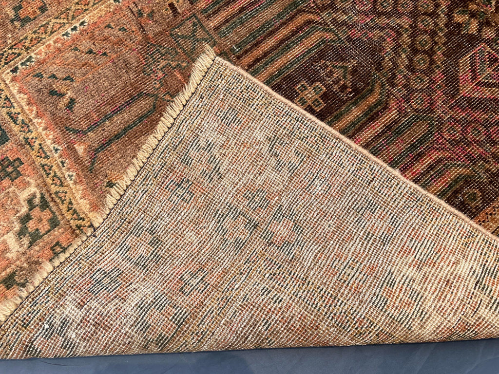 3x9 ft Antique Ali Hoja Handmade Afghan Wool Hallway Rug - Collectible Vintage Piece