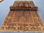 3x9 ft Antique Ali Hoja Handmade Afghan Wool Hallway Rug - Collectible Vintage Piece