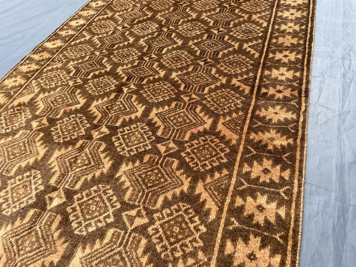 3x12 ft Long Vintage Rustic Brown Handwoven Wool Hallway Rug - Boho Home Decor