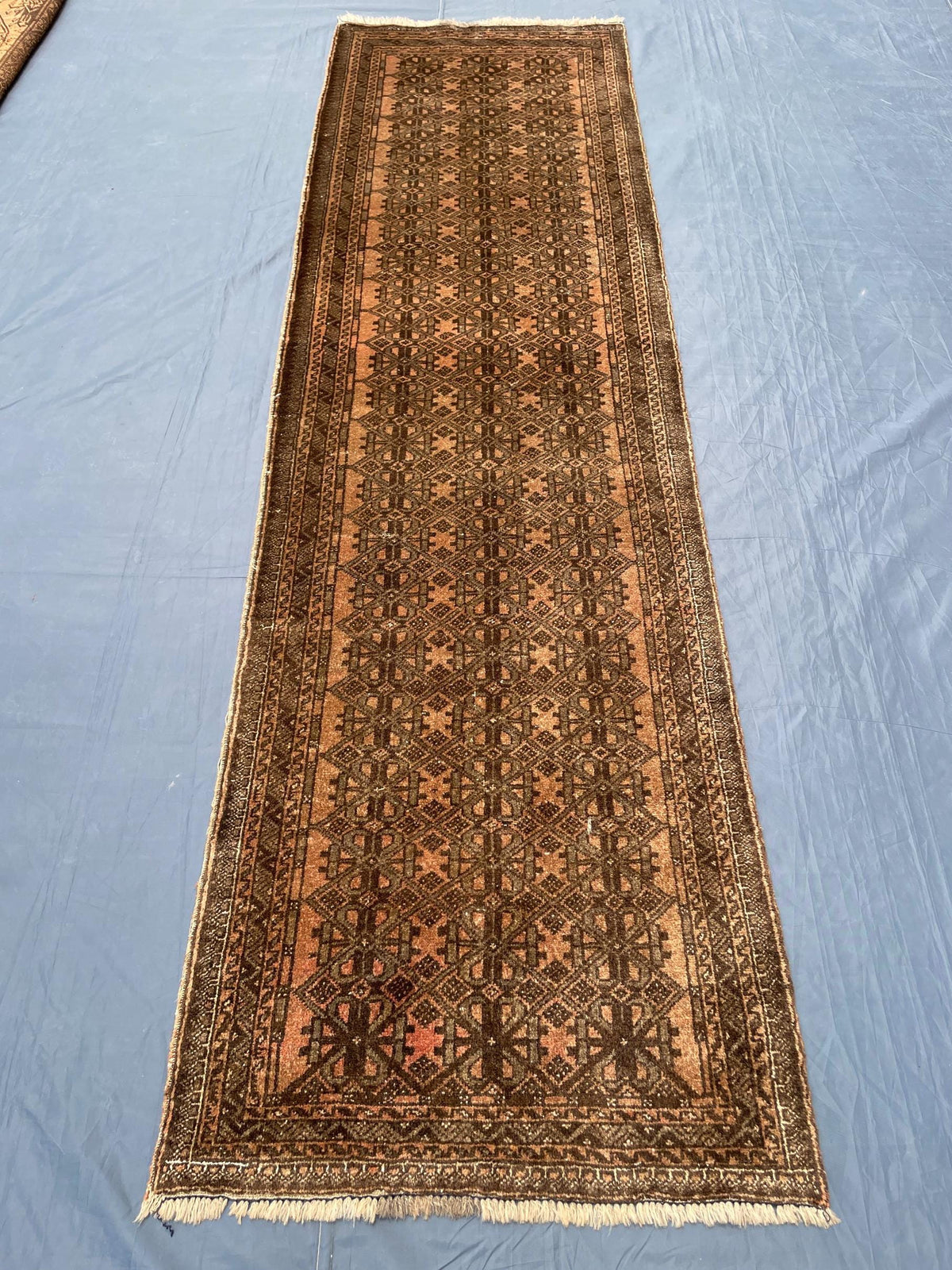 3x9 ft Vintage Handwoven Afghan Wool Runner Rug - Home Decor
