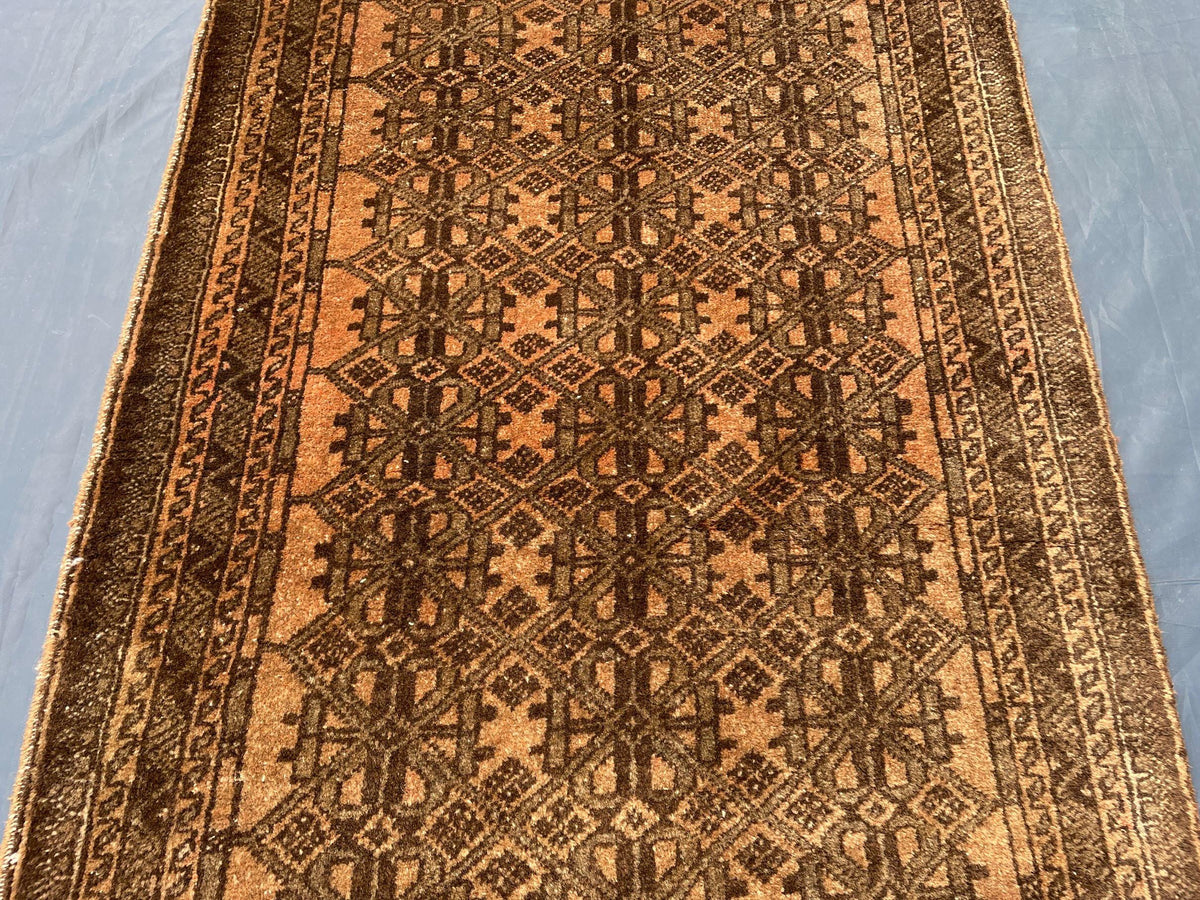 3x9 ft Vintage Handwoven Afghan Wool Runner Rug - Home Decor