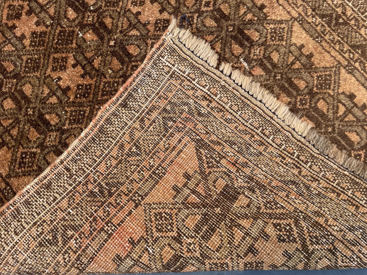 3x9 ft Vintage Handwoven Afghan Wool Runner Rug - Home Decor