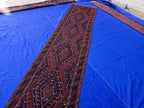 Rustic Red Navy 2.5×12 ft Vintage Mashwari Kilim Runner Rug
