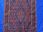 Rustic Red Navy 2.5×12 ft Vintage Mashwari Kilim Runner Rug
