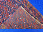 Rustic Red Navy 2.5×12 ft Vintage Mashwari Kilim Runner Rug