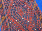 Rustic Red Navy 2.5×12 ft Vintage Mashwari Kilim Runner Rug