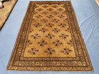 5x8 ft Brown Vintage Handwoven Tribal Wool Geometric Carpet - Living Room Carpet