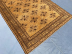 5x8 ft Brown Vintage Handwoven Tribal Wool Geometric Carpet - Living Room Carpet