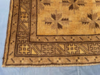 5x8 ft Brown Vintage Handwoven Tribal Wool Geometric Carpet - Living Room Carpet