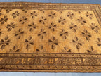 5x8 ft Brown Vintage Handwoven Tribal Wool Geometric Carpet - Living Room Carpet