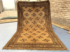 5x8 ft Brown Vintage Handwoven Tribal Wool Geometric Carpet - Living Room Carpet
