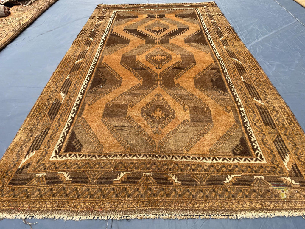 Handmade Antique Afghan Tribal Wool High Pile Wool Carpet - Kitchen Decor