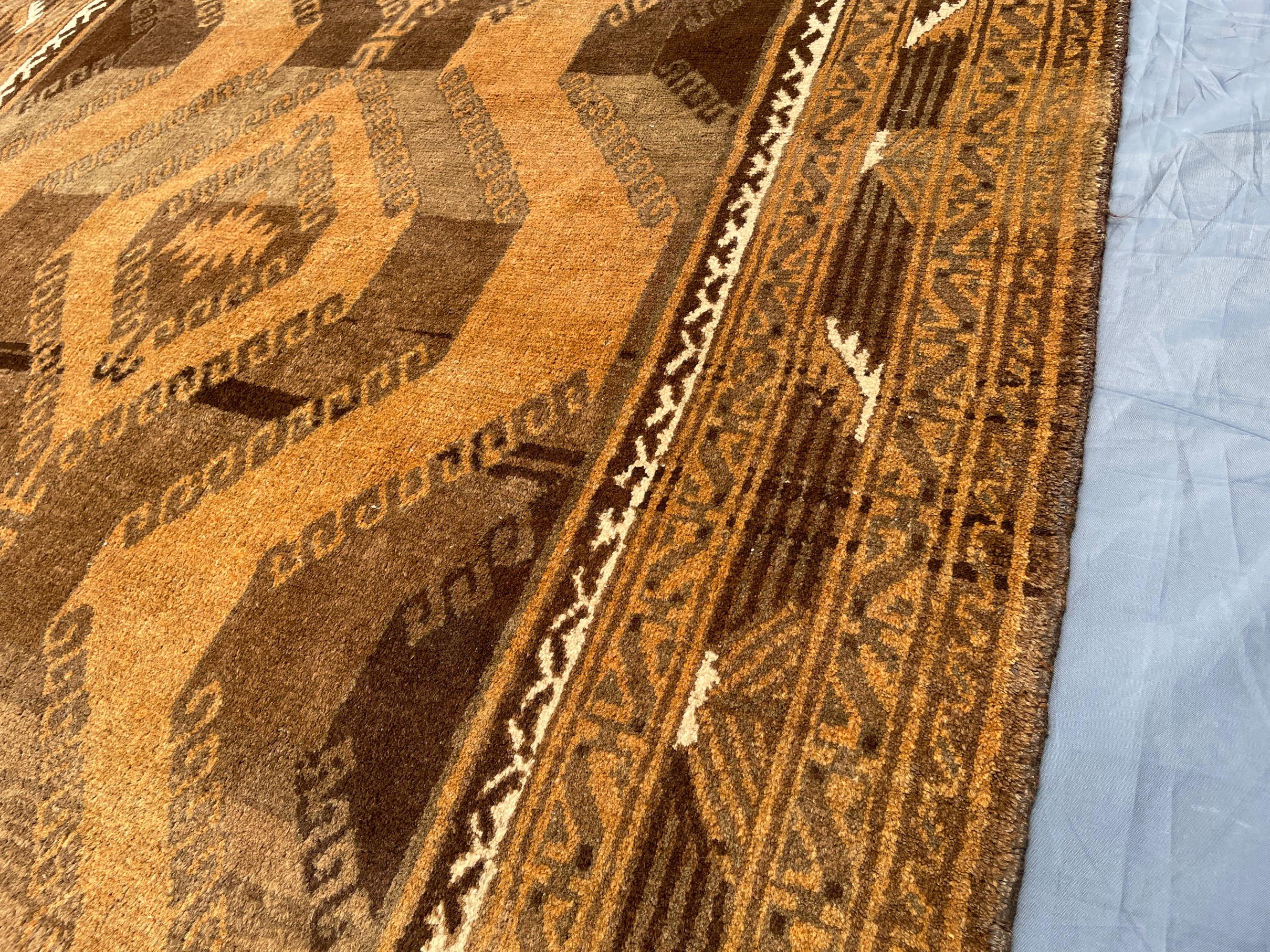 Handmade Antique Afghan Tribal Wool High Pile Wool Carpet - Kitchen Decor