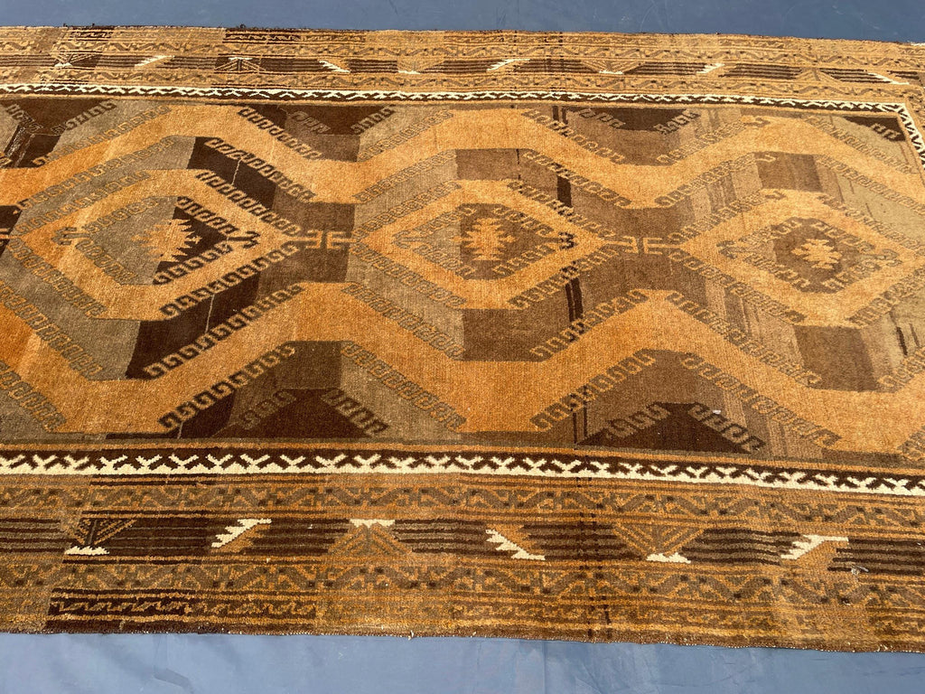 Handmade Antique Afghan Tribal Wool High Pile Wool Carpet - Kitchen Decor