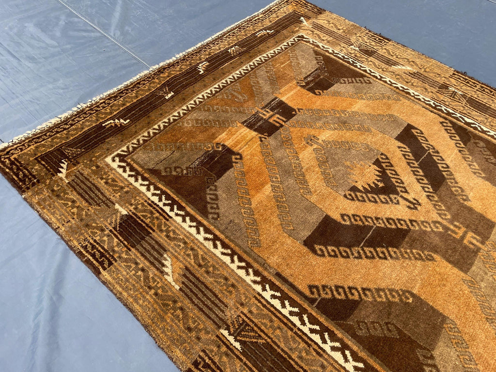 Handmade Antique Afghan Tribal Wool High Pile Wool Carpet - Kitchen Decor