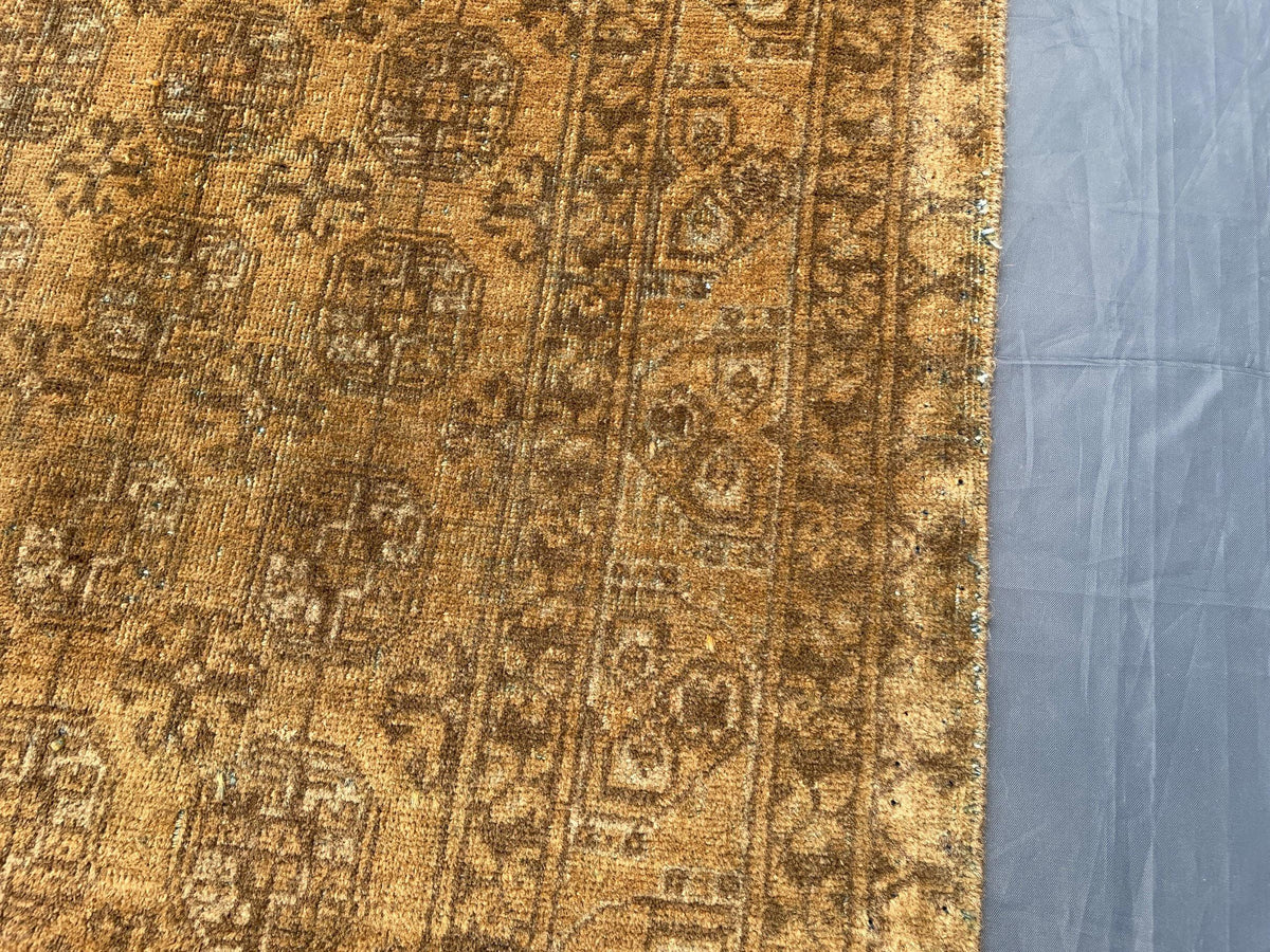 3×13 Ft Vintage Afghan Handmade Wool Hallway Runner, Distressed Brown Antique Tribal Carpet, Long Corridor Rug