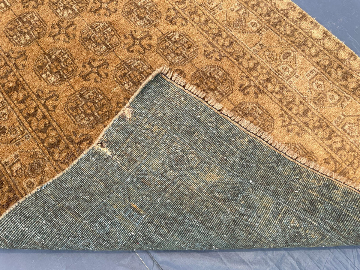 3×13 Ft Vintage Afghan Handmade Wool Hallway Runner, Distressed Brown Antique Tribal Carpet, Long Corridor Rug
