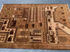 3×4.4 Ft Vintage Afghan Baluchi Rug, Handmade Wool Tribal Area Rug, Brown Geometric Carpet, Rustic Boho Decor