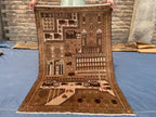 3×4.4 Ft Vintage Afghan Baluchi Rug, Handmade Wool Tribal Area Rug, Brown Geometric Carpet, Rustic Boho Decor