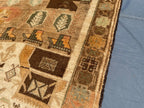 3x5 ft Handmade Wool Tribal Area Rug, Brown Geometric Carpet, Rustic Boho Decor - Antique Nomadic Home Accent